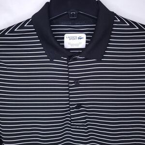 Lacoste Sport Polo Shirt Mens Small Striped Black, White